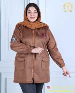 سوییشرت سوییت کلاهدار کمر گتر سایزبزرگ شتری