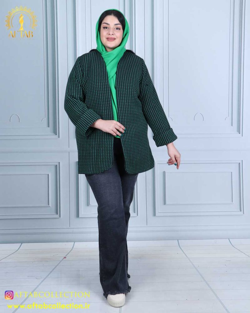 مانتو کتی بافت ترک سایزبزرگ سبز تیره