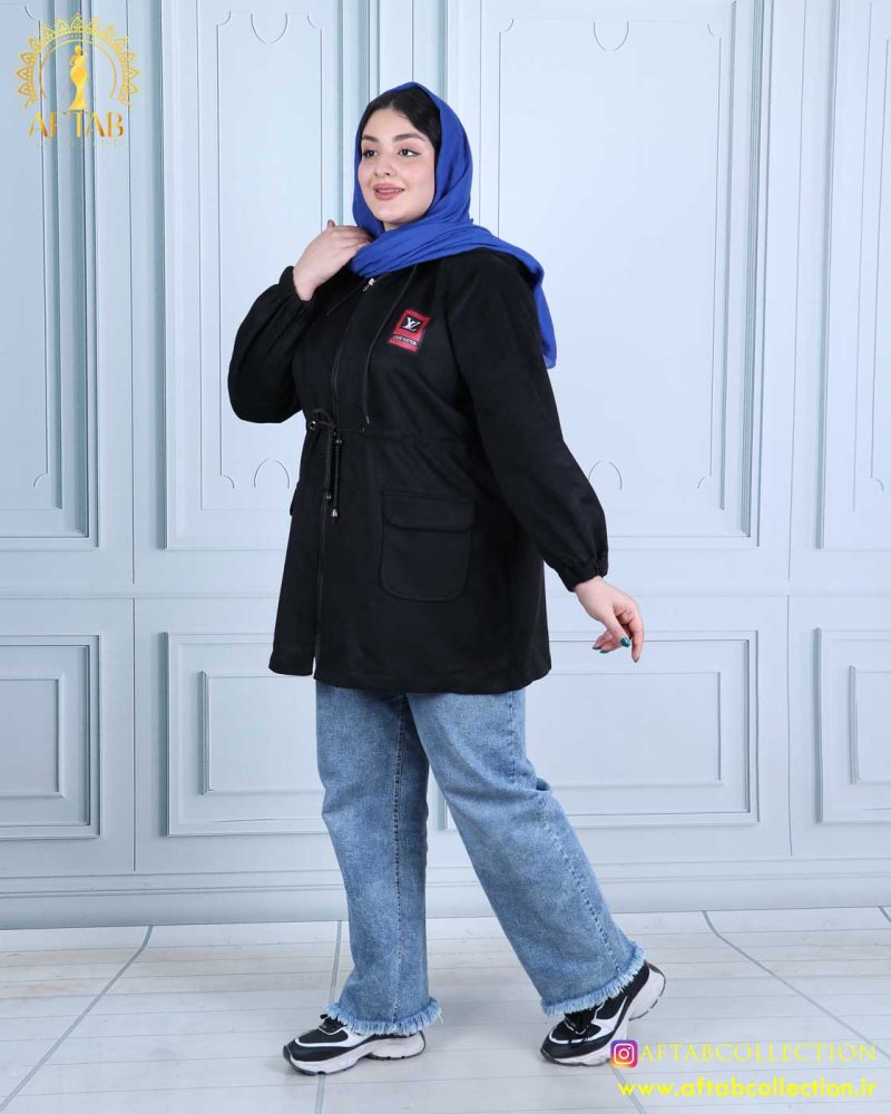 سوییشرت سوییت کلاهدار کمر گتر سایزبزرگ نما دور