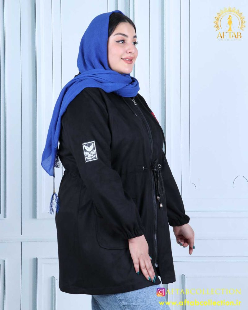 سوییشرت سوییت کلاهدار کمر گتر سایزبزرگ نما بغل