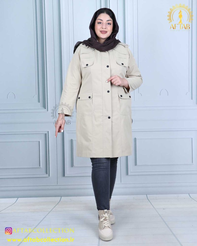 مانتو ملبورن چهارجیب سایزبزرگ نما جلو مانتو ملبورن چهارجیب سایزبزرگ نما جلو