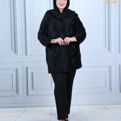 مانتو مخمل گل سنگدوزی سایزبزرگ