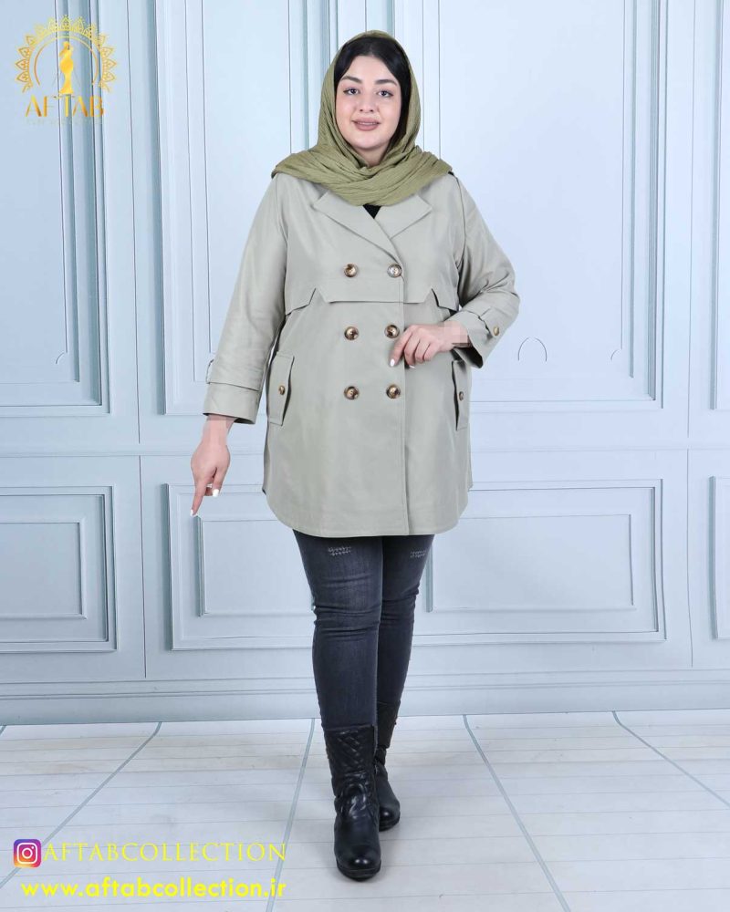 مانتو پارکا کمر هشتی سایزبزرگ 5046 - Image 7