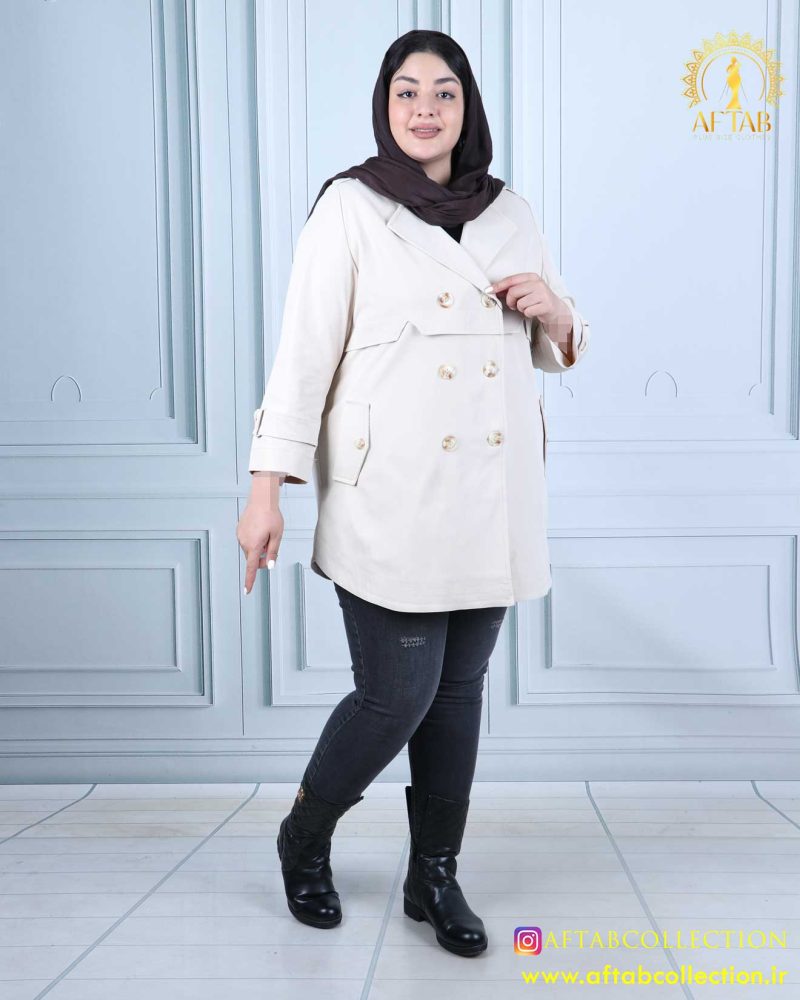 مانتو پارکا کمر هشتی سایزبزرگ 5046 - Image 9