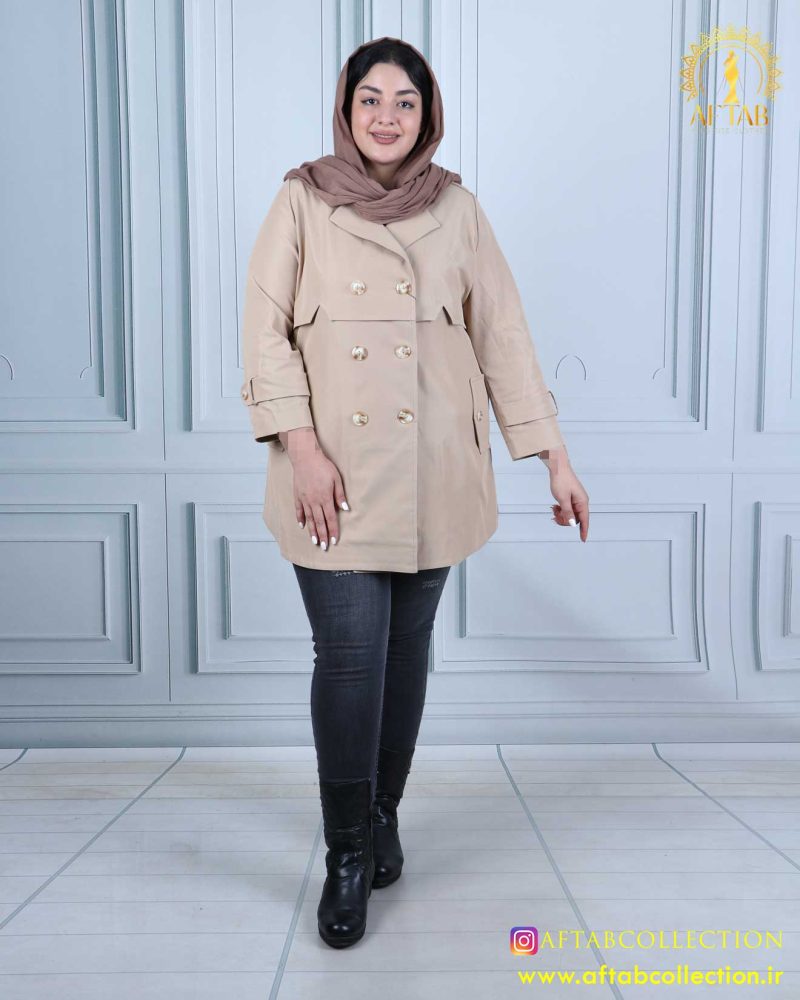 مانتو پارکا کمر هشتی سایزبزرگ 5046 - Image 10