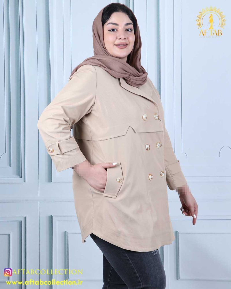 مانتو پارکا کمر هشتی سایزبزرگ 5046 - Image 11