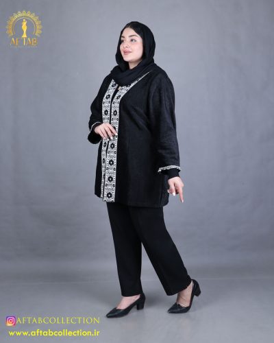 مانتو مخمل خرجکار هندی سایزبزرگ نما بغل