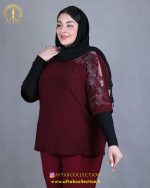 شومیز جودون سرشانه گیپور سایزبزرگ نما جلو