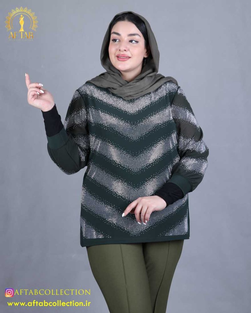 بلوز آستین حریر سون سایزبزرگ سبز