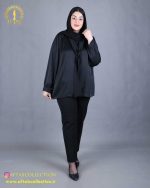 شومیز یقه کراواتی راه راه سایزبزرگ