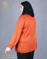 شومیز یقه کراواتی راه راه سایزبزرگ نما پشت