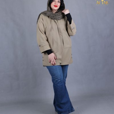 بارانی کتان پشت جیب سایزبزرگ نما دور