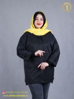 بارانی کتان پشت جیب سایزبزرگ مشکی رنگ