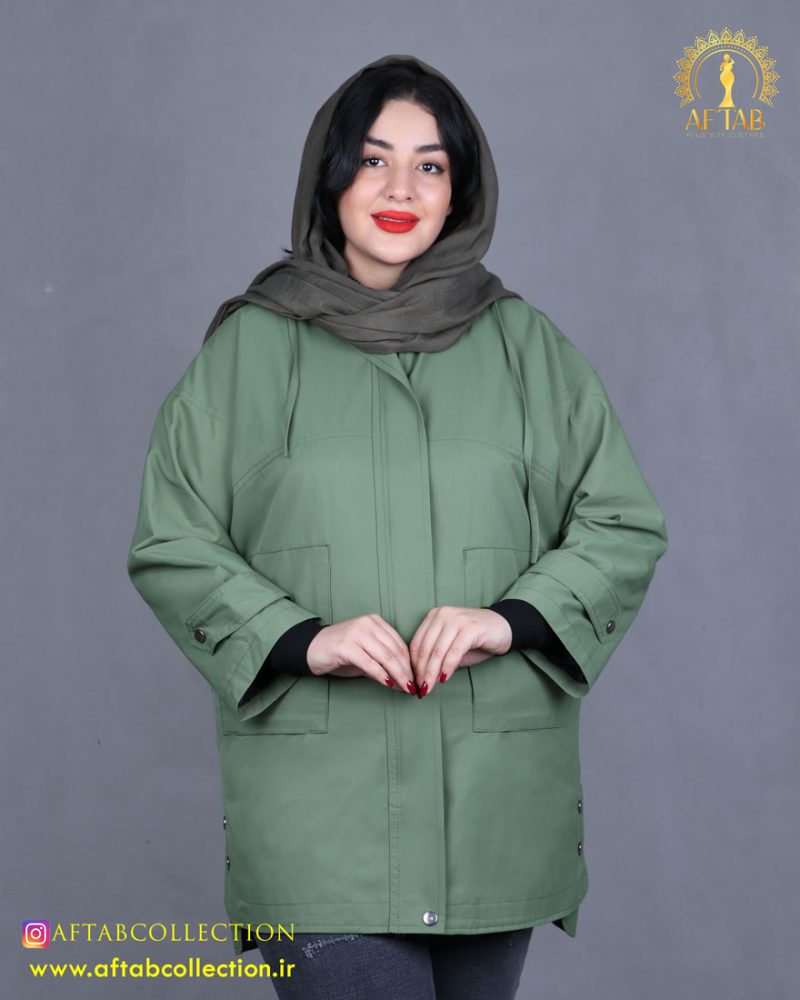 بارانی کتان پشت جیب سایزبزرگ 5106 - Image 2
