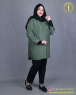 مانتو کتان بغل دکمه سایزبزرگ