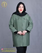 مانتو کتان بغل دکمه سایزبزرگ نما جلو