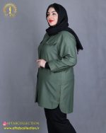 مانتو کتان بغل دکمه سایزبزرگ نما بغل