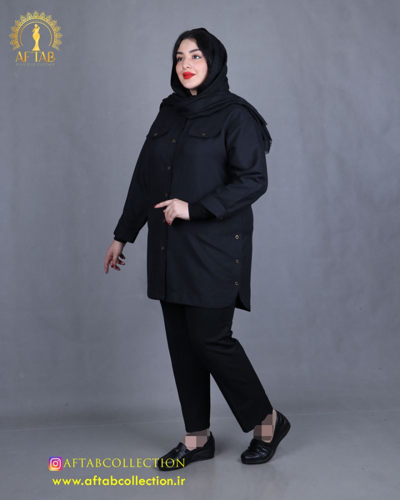 مانتو کتان بغل دکمه سایزبزرگ نما دور