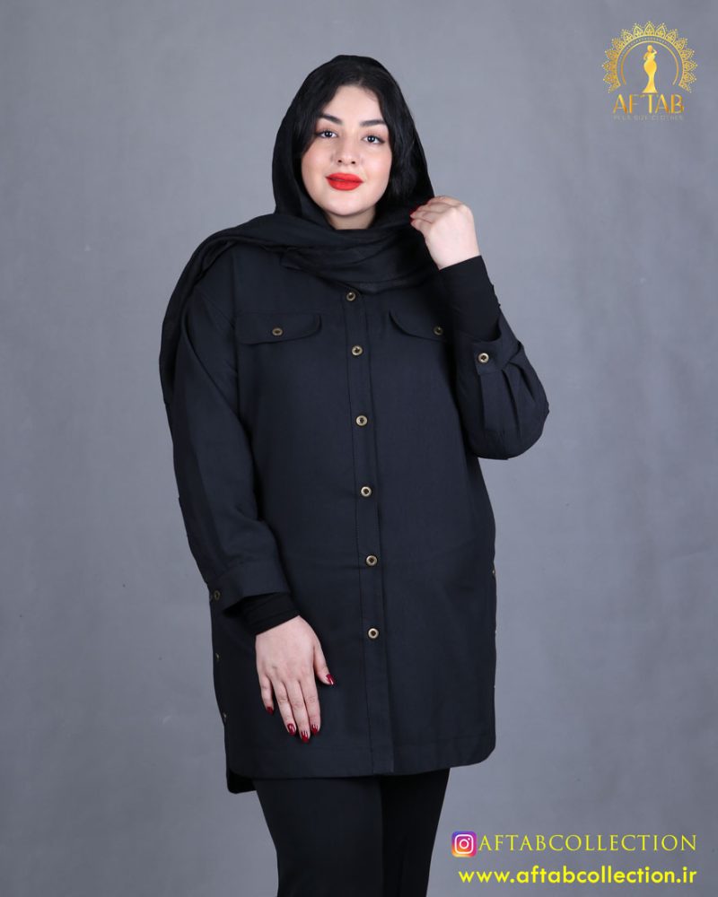 مانتو کتان بغل دکمه سایزبزرگ نما نزدیک