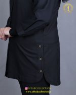 مانتو کتان بغل دکمه سایزبزرگ مشکی