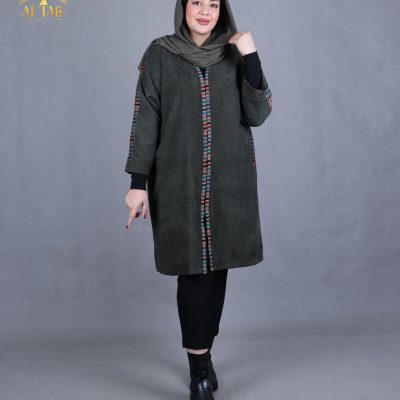 مانتو مخمل خرجکار راه اره سایزبزرگ