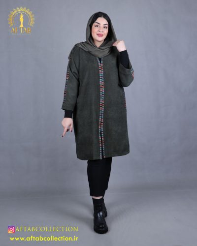 مانتو مخمل خرجکار راه اره سایزبزرگ