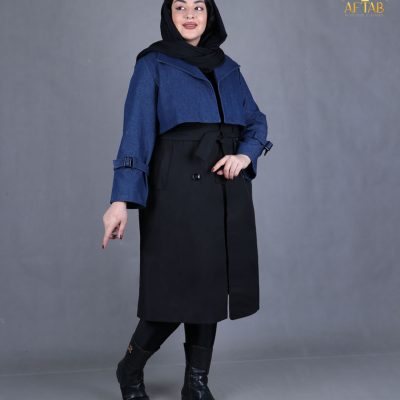 کت سارافون کتان سایزبزرگ مشکی آبی