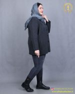 کت بافت دو جیب سایزبزرگ زغالی