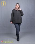 کت بافت دو جیب سایزبزرگ قهوه ای