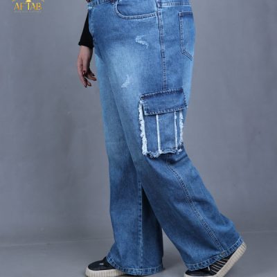 شلوار جین بگ کارگو سایزبزرگ نما پشت