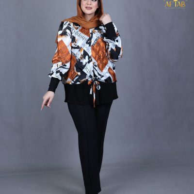 شومیز حریر پایین گره سایزبزرگ نما دور