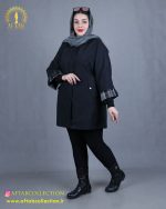 پالتو کوتاه چهارخونه سایزبزرگ مشکی