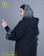 پالتو کوتاه چهارخونه سایزبزرگ کلاه