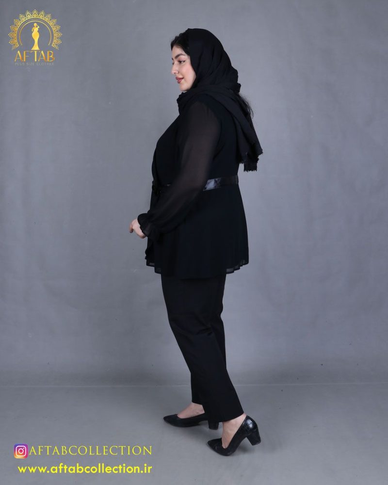 شومیز حریر روبان گلدار سایزبزرگ نما بغل