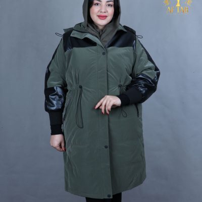 کاپشن سیلیکونی خرجکار چرم سایزبزرگ سبز