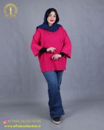 شومیز کراش آستین دکمه سایزبزرگ سرخابی