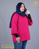 شومیز کراش آستین دکمه سایزبزرگ سرخابی رنگ