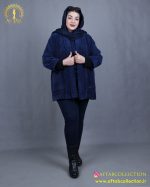 مانتو مخمل بیسکوییتی سایزبزرگ نما دور