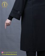 مانتو مخمل بیسکوییتی سایزبزرگ آستین گیپور
