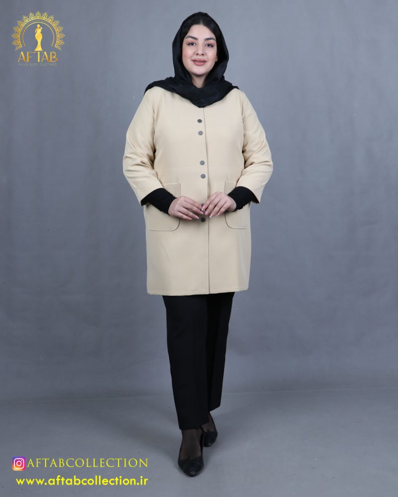 مانتو مازراتی لمه سایزبزرگ کرم