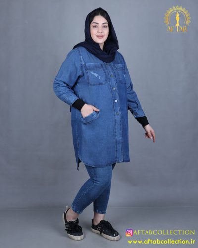 مانتو جین جیب پاکتی سایزبزرگ