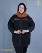 مانتو جین گلدوزی نواری سایزبزرگ نما جلو
