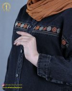 مانتو جین گلدوزی نواری سایزبزرگ مچی