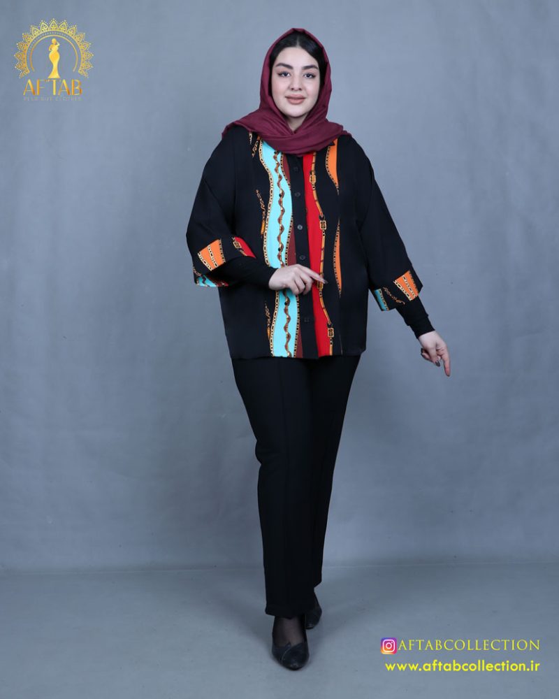 شومیز الیزا جلو طرحدار سایزبزرگ زنجیری