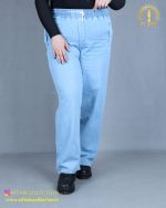 شلوار نیم بگ کمر گتر سایزبزرگ آبی روشن