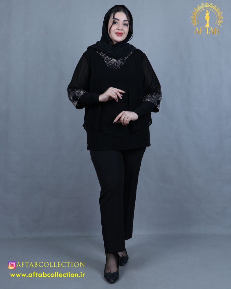 شومیز یقه اشکی سایزبزرگ مشکی شومیز یقه اشکی سایزبزرگ مشکی