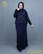 پیراهن مجلسی بالاتنه گیپور سایزبزرگ سورمه ای