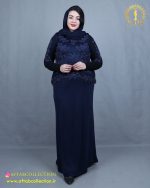 پیراهن مجلسی بالاتنه گیپور سایزبزرگ سورمه ای رنگ