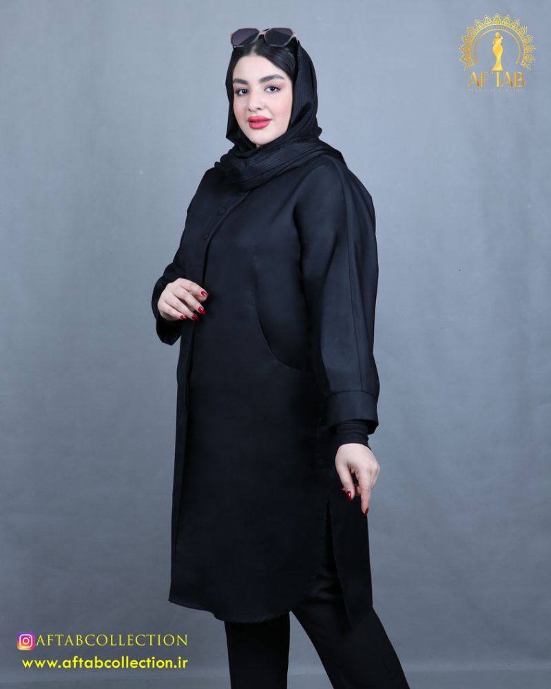 مانتو کتان جیب هلال سایزبزرگ شیک مانتو کتان جیب هلال سایزبزرگ شیک