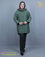 مانتو کتان بغل دکمه سایزبزرگ سبز